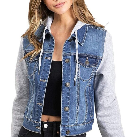Wax Jean Jackets & Blazers - Wax Jean Denim Hoodie Jacket Junior Size Large NWT